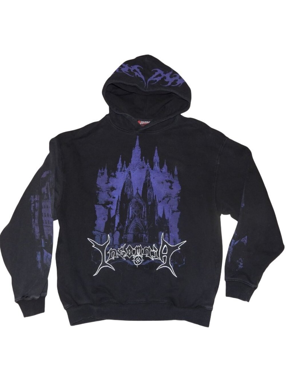 Insomnia Visuals Cathedral Pullover Hoodie Black W/Graphics All Over Size XL